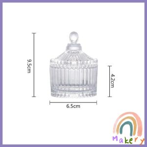 Makery【Ready in Stock】 Crystal Glass Candy Jar With Lid Jewelry Storage Jar Multi-Functional Transparent Storage Jar 1Pc