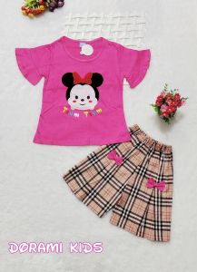 Setelan anak perempuan usia 1-10 tahun bordir Mouse jjTsum / Baju anak cewek celana rok kotak usia 1 2 3 4 5 6 7 8 9 10 tahun