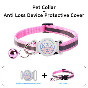 Breakaway Airtag Cat Collar Air tag Cat Collar with Bell and Safety Buckle in 19-31cm Reflective Collar Anti-lost Pet Necklace with Waterproof Airtag Holder Compatible with Airtag for Cat Dog Kitten Puppy (Only for iOS)
