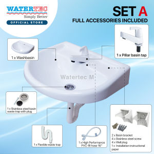 WATERTEC Plastic Wash Basin Ecowash102 Full Set Bathroom Sink Washbasin White Toilet White Singki Putih Plastik Bilik Air Bilik Mandi Tandas Watertec Official Store Malaysia