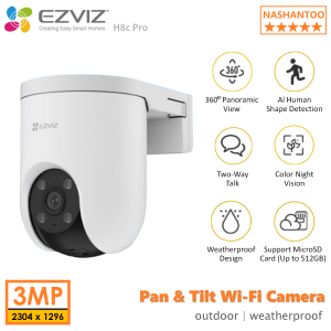 EZVIZ H8c Pro 2K/3MP Pan & Tilt WiFi Camera Wifi CCTV Camera Outdoor Waterproof Night Vision 360° Coverage Auto-Tracking
