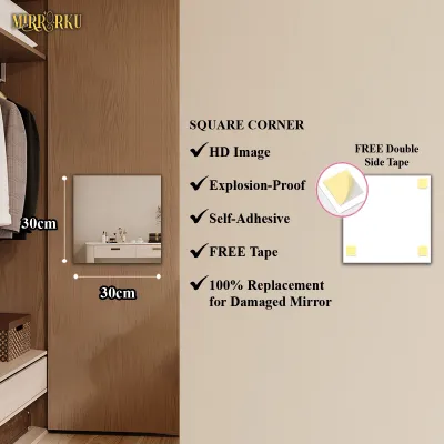 MIRRORKU Cermin Dinding Boleh Dibentuk Cermin Almari Asrama Arcyclic Mirror Wardrobe Long Mirror HD Frameless Stiker Dinding Kekuatan Tahan Tinggi Ready Stock From Penang
