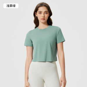 alo yoga Atasan Sukan Leher Bulat T Kemeja Lengan Pendek Yoga Kecergasan Serbaa Bernafas Ais Wanita Cepat Kering