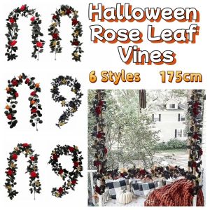 UMBRAULI Plastic Halloween Rose Leaf Vines Realistic 175cm Halloween Home Ornaments Haunted House Reusable Artificial Hanging Vine Garland Fall Foliage