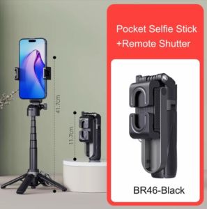 【Ready Stock】2025 P15 MINI GRIP QUADRIPOD Selfie Stick Selfie Stick Tripod with Remote ExtendableGrip Phone Tripod for Phone Shooting with Remote for Vlog