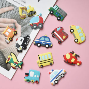 1 Set Cute Cartoon Vehicle Fridge Magnets Decoration PVC Children Gift Children Early Learning 3D Magnets Toys Home Fridge Door Decorations Car Fridge Magnet Bus