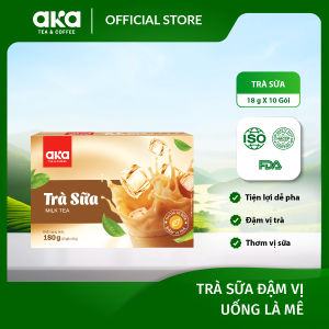 Trà sữa hòa tan Aka 180g (10 gói x 18g) trà sữa gói uống liền vị truyền thống nguyên liệu pha chế tiện lợi