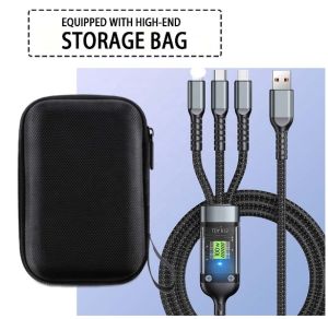 led transparent luminous PD Digita 3in1 USB data cable 100W Type C cable 3in1 super fast charging data cable