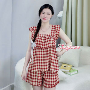 [HCM] Đồ bộ tole lanh nữ mặc nhà đồ bộ đùi 2 dây bèo ngực SHOP5SAO (43-75kg)