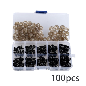 100Pcs Black Safety Eyes 6-12mm for DIY Amigurumi Stuffed Animals Soft Toy Bear Doll Making