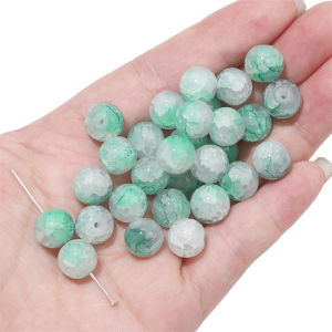 20pcs 10mm Multicolor Crackle Crystal Glass Beads Round Loose Spacer Beads for Bracelet Necklace DIY Jewelry Making Accessories