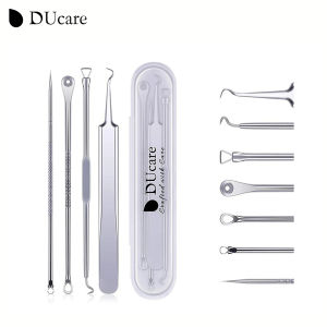 DUcare 4Pcs/Set Makeup Tools with Storage Box Acne Blackhead Removal Needles Stainless Steel Pimple Comedone Spot Extractor Cleanser Face Skin Care Tool【Post in 24 Hours & 90 Days Warranty Services】