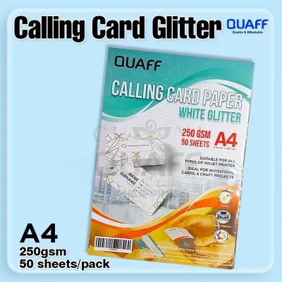 QUAFF Double Sided Glitter Calling Card Paper A4 Size 250gsm (50sheets/pack)