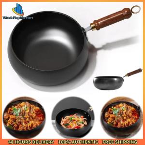 Vktech Belly Shape Frying Pan Anti Scald Handle Non-Stick Cooking Pan Multifunctional Flat Frying Pot 9.4 Inch for Gas Stove Induction