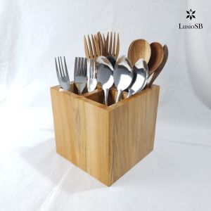 Tempat Sendok Garpu Kayu LusioSB Sekat 4