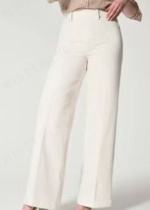 minbai01 Wide Leg Mid Rise Jeans Fashionable Stretchy Denim Pants