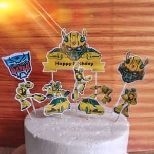 Topper Cake Bumblebee / Transformer Bisa Custom Nama untuk Hiasan / Dekorasi Kue Ulangtahun