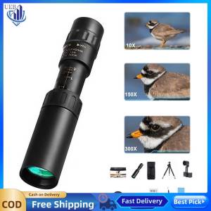 [Ueb Wholesale Center]10-300x40 monocular ขนาดกะทัดรัดพร้อมอะแดปเตอร์สมาร์ทโฟน Tripod Pocket Monocular สำหรับนกดูการเดินป่า