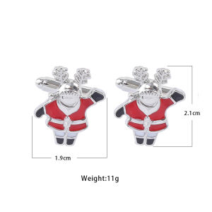 1Pair Creative Snowflake Santa Claus Style Cufflinks Fashion Trend Business French Suit Accessories Christmas Cuff Links Gift
