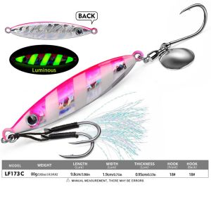 PLLEWY Feathered Assist Hooks Casting Jig Bait Long Casting Reflective Fish Pattern Metal Jig Lure  Metal Saltwater Fishing Lure Shore Fishing
