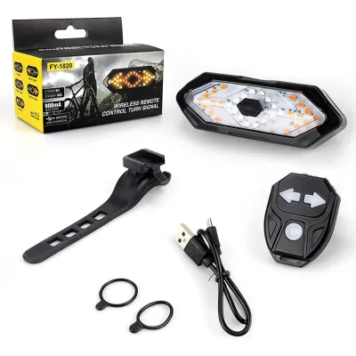Lampu Belakang Sepeda Nirkabel USB Recharge Lampu Sein Sepeda Remote Control Peringatan Keselamatan