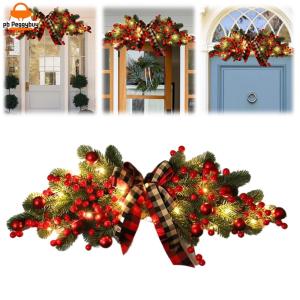 Decorative Christmas Swag for Front Door Festive Hanging Ornament with Seasonal Accents