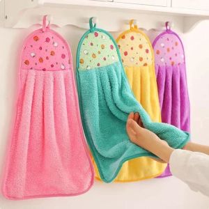 LIVING HOME Tangan Gantung Handuk Dapur Aesthetic Menyerap AIr Microfiber Tebal POLOS dan MOTIF Kain Lap Tangan Lucu Lembut Serbet Gantung Hand Towel