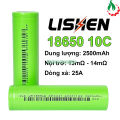 Cell pin 18650 LISHEN LD Li-ion 3.7V 2500mah 10C - Xả 25A. 