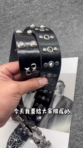 Stylish PU Waist Belt with Rivets Studded Adjustable Waistband Punk Waiststrap 2000s Accessory For Hiphop Dancing Wear