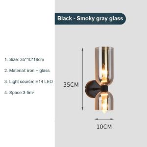 Wall Lamp Nordic E14 LED Glass Lampshade Sconces Lights Indoor Lighting Home Decor Living Room Bedside Bedroom Kitchen Decorate