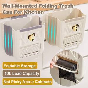 Kitchen Hanging Folding Trash Can for Home  Convenient Installation  Space-Saving  Ideal for Daily Use
