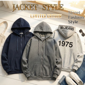 เสื้อแจ็คเก็ต The M-1975 Zip เสื้อฮู๊ดแขนยาว Jacket 1975 แฟชั่นสไตล์ ดูดีมีสไตล์ เสื้อกันหนาว แขนยาวมีฮู๊ด