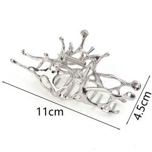 ที่หนีบจับทรงเรขาคณิต Y2K สำหรับผู้หญิงตัวหนีบกิ๊ฟหนีบผมรูปปลาฉลาม MODE Korea โลหะสีเงินขนาดใหญ่เครื่องประดับผม