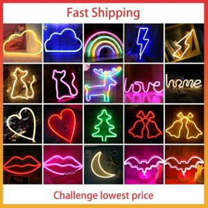 Fashion Colorful Rainbow LED Neon Night Light Wall Art Sign Lamp Holiday Xmas Party Wedding Decor