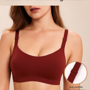 Bra Women Seamless Underwear Large Breasts Show Small No Trace Red Top Bra