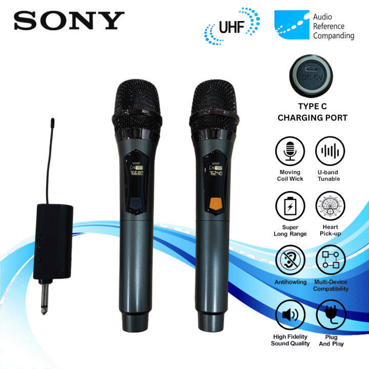 SONY M12 Professional Wireless Microphone System UHF Mic 1 Pair