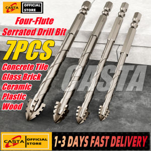7PCS Upgraded Four-Edged Sawtooth Drill Bit For Tile Drilling And Concrete Special Electric Drill Ultra-High Hardness Drill Bit