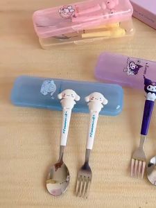 Set Alat Makan 卡通不锈钢餐具套装 Cartoon Stainless Steel Cutlery Set 可爱便携餐具套装 Cute Portable Tableware Set