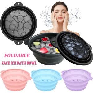 5210A ซิลิโคน ชามแช่น้ำแข็งสำหรับใบหน้า แบบพับได้ ถาดน้ำแข็งในตัว อ่างล้างหน้าสำหรับดูแลผิว หลายฟังก์ชัน ชามจุ่มหน้า ทรีตเมนต์ผิวหน้าสปา