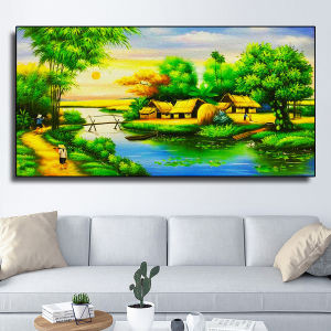 Phong cảnh đồng quê tranh tráng gương 5D cao cấp giá rẻ vô địch