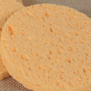 hananre 10Pcs Natural Wood Fiber Face Wash Cleansing Round Sponge Makeup Tool Women