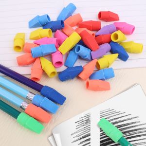 20pcs/pack Colored Pencil Erasers Removable Pencil Eraser Pencil Cap For Students School Office Supplies