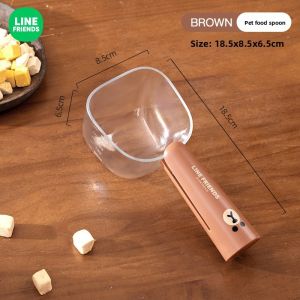 100% Authentic Line Friends Food Spoon Transparent Scale Pet Bowl Pet Food Measuring Spoon with Long Handle Healthy ABS Material Comfortable Grip Easy To Clean Smooth Surface LFB368