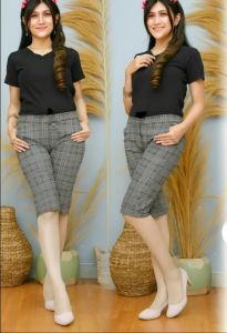 CELANA PENDEK WANITA MOTIF KOTAK KOTAK -CELANA WANITA SANTAY-CELANA PENDEK MURAH
