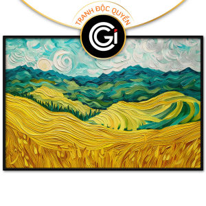 Tranh phong cảnh quê hươngcánh đồng lúa chín vàngphong cảnh ruộng bậc thang vùng miền núitranh treo tườngdán tường.CGI-471