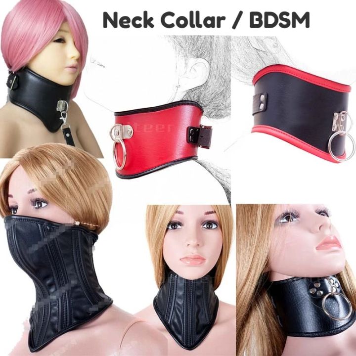 Faux Leather Neck Collar Posture Corset Bondage Straighten Up Trimming