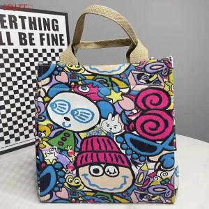 🚚【Local Express Delivery】🚚 New Fashion Cartoon Canvas Bag Handbag Portable Lunch Box Bag Bento Bag