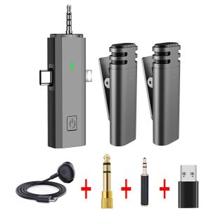 ไมโครโฟน4 In 1ไร้สายลาวาเลียร์ระบบลดเสียงรบกวนอัจฉริยะไมโครโฟนติดปกเสื้อไร้สายสำหรับ Live IOS Android กล้องลำโพงคอมพิวเตอร์