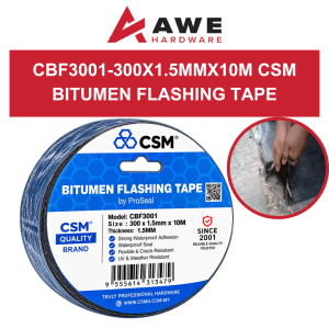 AWE 300mmx1.5mmx10M Bitumen Flashing Tape Waterproof Roof Repair Sealing Self Adhesive