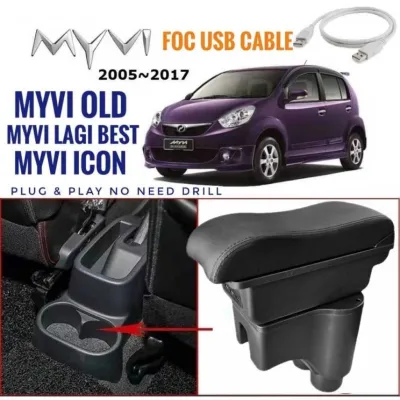 Perodua Myvi Arm Rest USB Type C Port Armrest Console Box Storage Box Seat Gap Storage Side Back Seat Organizer Pocket Cup Holder Drink Holder Container Box Phone Charging Accessories Myvi Lagi Best Myvi Icon Myvi G3